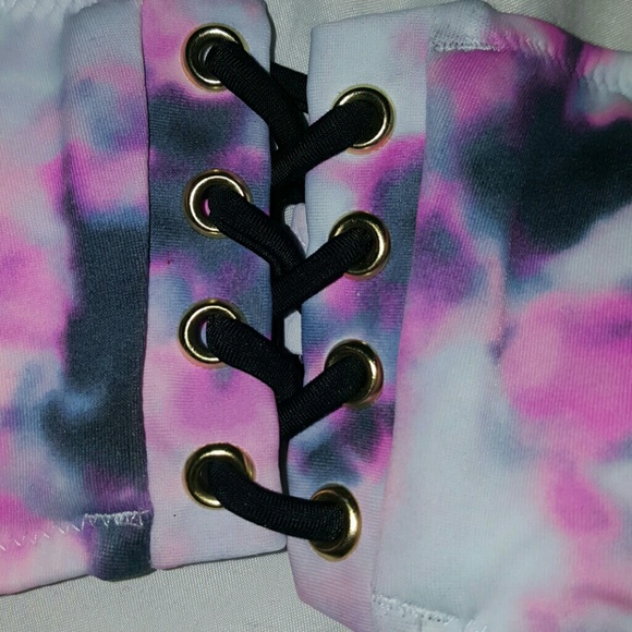 VS Pink Multicolored Padded Bandeau Swim Top - Picture 3 of 5